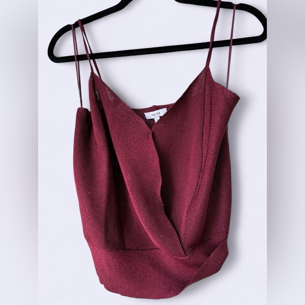 Reiss Burgundy Asymmetrical Wrap Camisole